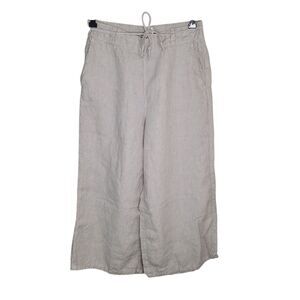H By Halston Wide Leg Cropped Linen Pants Size Medium